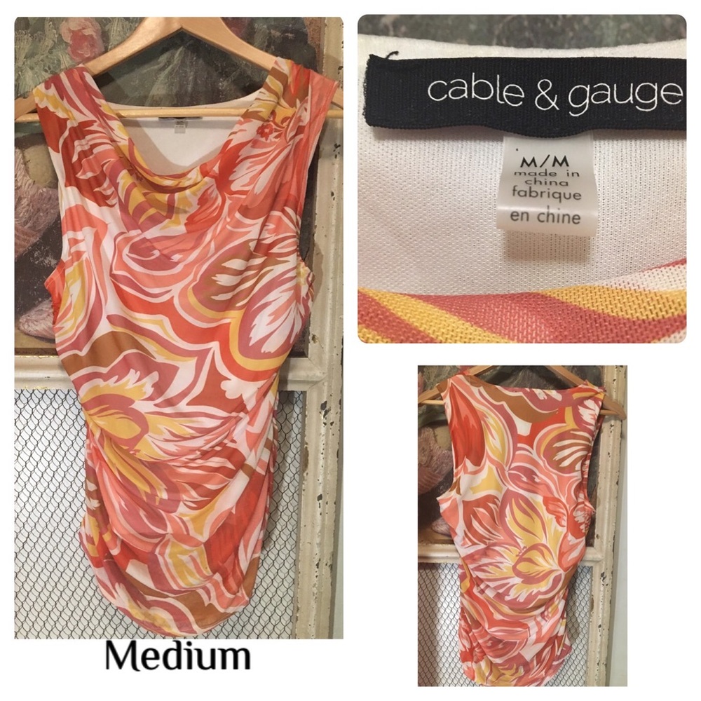Cable & Gauge Swirl Print Top - Lined Medium